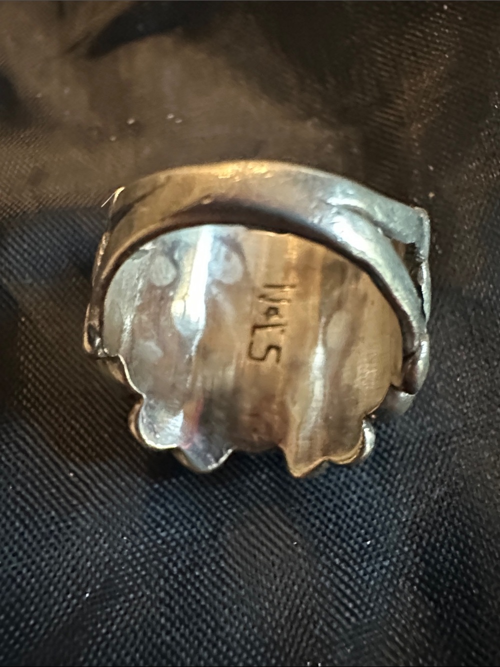 Sterling Silver & Turquoise Inlay Handmade & Signed Statement Ring - Picture 2 of 2